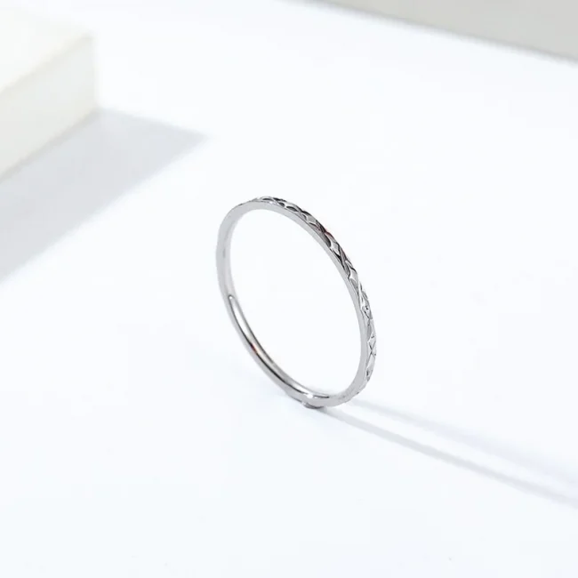 1mm Thin Stackable Ring Stainless Steel Faceted Knuckle Midi Ring for Women Girl Size 3-10 5