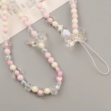 Creative Crystal Bowknot Pearl Beaded Mobile Phone Straps for Women Phone Case Key Chain Bag Pendant Decoration Accessories 4
