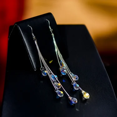 2025 Fashion Crystal Water Drop Tassel Earrings for Women Temperament Colorful Long Earrings Bridal Wedding Party Jewelry Gifts 2