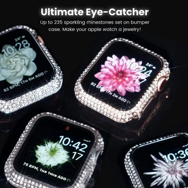 Diamond Watch Case Built-in Tempered Glass For Apple Watch 41mm 45mm 38mm 40mm 42mm 44mm iWatch Series 9 8 7 6 SE 5 4 3 Cover 4
