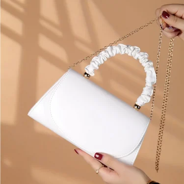 Women Top-handle Bags White Leather Bride Handbags Purse Designer Evening Bags Party Handbag Wedding Clutch Wallet Shoulder Bag 6