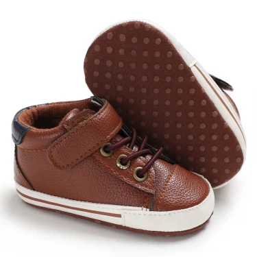 Baby Shoes Boys High Top Sneakers PU Leather Soft Sole Infant Kids Walker Crib Shoe 3