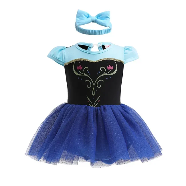 Baby Romper Dress With Headband Infant Baby Princess Girl Clothes Size 3-18M Cute Design Baby Dress Party Costumes 4
