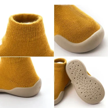 Infant Baby Shoes Newborn First Walkers Boy Girl Kids Solid Color Soft Knit Baby Sock Shoe Anti-slip Rubber Sole Toddler Booties 6