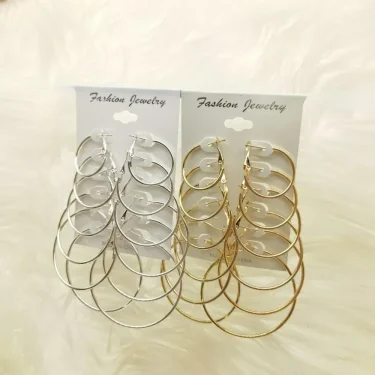 6Pairs Hoop Earrings Set Big Circle Earrings Jewelry for Women Girls Ear Clip Punk Style Earrings Fashion Jewelry Accessories 2
