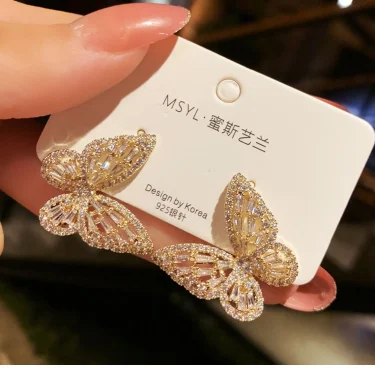 New Butterfly Zircon Earrings women's Korean jewelry literary style earrings net red temperament simple new earrings 4