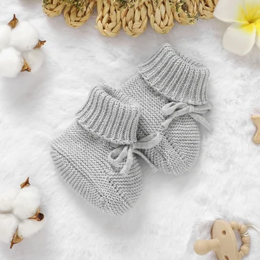 Infant Baby Shoes Knit Cotton Boys Girl Boots Fashion Tie Solid Newborn Walk Bed Footwear Toddler Kid Clothing Accessories 0-18M 1