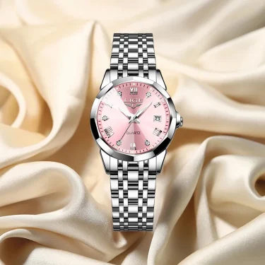 LIGE Elegant Ultrathin Nordic Simple Style Quartz Movement Women's Wristwatch Fashion Stainless Steel Bracelet Belt Woman Watch 2