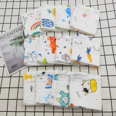 Baby Muslin Washcloths Natural Cotton Baby Wipes Soft Newborn Face Towel Sensitive Skin- Baby Registry 12*12inch Towels 2pcs 5