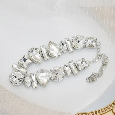 Geometric Crystal Choker Necklaces for Women Water Drop Clavicle Chain Necklaces Statements Jewelry Gifts 5