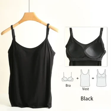M-3XL For 35-85kg Modal Plus Size Camisole Tank Top With Fixed Cup Women's Chest Padded Outer Wear Bottoming Underwear Wear-Free 6