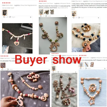 Let's Make Wood Teether Baby Bed Hanging Rattles Toy Make Noise Bird Elephant Shape Crochet Beads Bracelet Pram Clip Baby Rattle 6