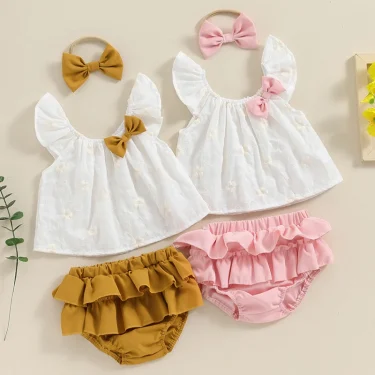 Baby Girl Summer Clothes Set Cute Newborn Infant Floral Print Sleeveless Tops with Shorts Headband 3Pcs For Toddler Outfits 6