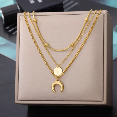316L Stainless Steel Multilayer Heart Necklace For Women Girls Goth Gold Color Clavicle Chain Charm Choker Jewelry Birthday Gift 3