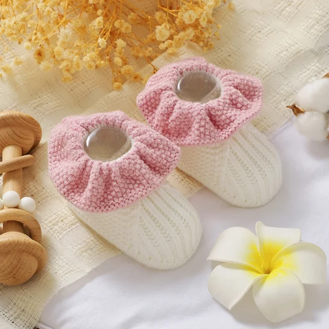 Newborn Baby Shoes Knitted Infant Boy Girl Footwear 0-18M Fashion Patchwork Ruffles Children Bed Walk Boots Warm Shallow Autumn 4