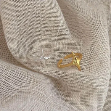 Foxanry Minimalist Silver Color Finger Rings for Women Korean Cute Trendy Elegant Starlight Geometric Handmade Bride Jewelry 2