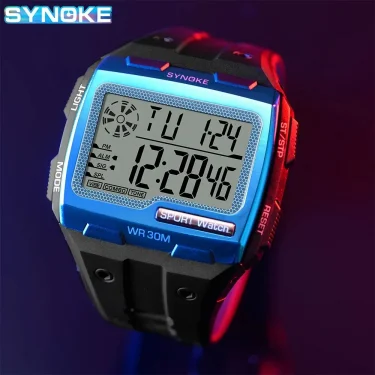 SYNOKE Digital Watch For Men Big Numbers Easy to Read 3ATM Water Resistant Men Digital Watch Outdoor Sports Luminous Function 5
