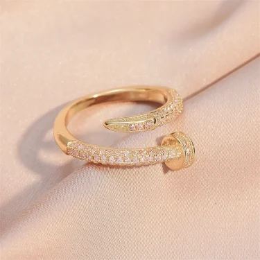 UILZ Women Adjustable Nail Ring Korean Fashion Punk Cubic Zirconia Ring Daily Simple Jewelry 2