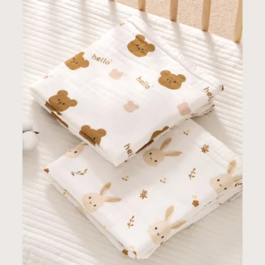 Newborn Baby Bath Towel 4 Layer Cotton Swaddle Blanket Babies Bedding Gauze Blankets Stroller Cover Children's Shower Towel 4