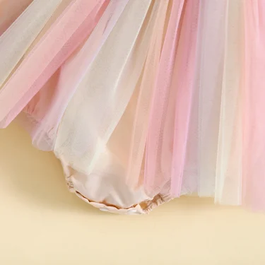 Infant Girl Rompers Dress Embroidery Butterfly Wing Fly Sleeve Rainbow Color Tulle Skirt Jumpsuits Clothes Baby Summer Clothing 6
