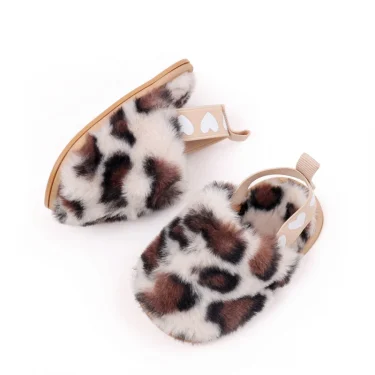 Winter Baby Plush Toe Soft Slippers Spring and Autumn Girls Boys Indoor Walking Shoes Fashion Leopard Point Toddler Infant Shoes 5