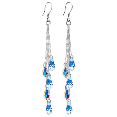 2025 Fashion Crystal Water Drop Tassel Earrings for Women Temperament Colorful Long Earrings Bridal Wedding Party Jewelry Gifts 4