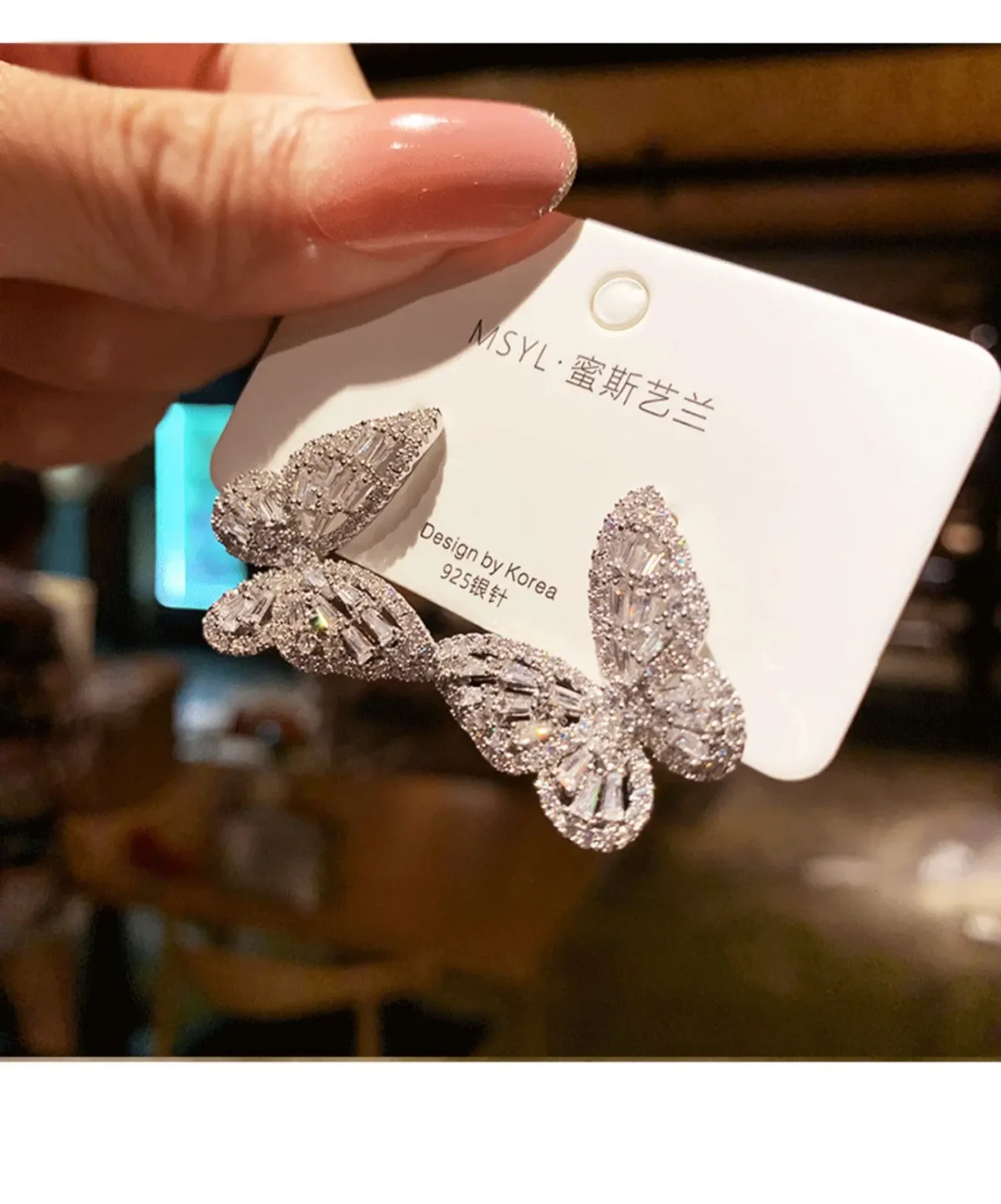 New Butterfly Zircon Earrings women's Korean jewelry literary style earrings net red temperament simple new earrings 3