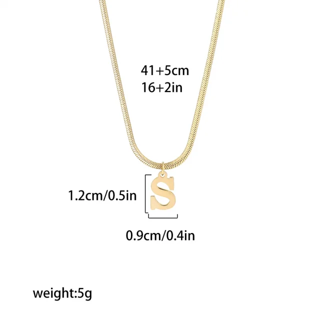 A-Z Alphabet Gold Plated Stainless Steel Pendant Necklace for Women Snake Chain Initial Letter Clavicle Necklaces Collar Jewelry 6