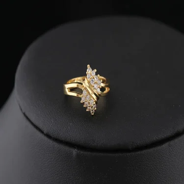 100% 14K Gold Diamond Charm Lady Rings for Women Bohemia Engagement Irregular Aros Mujer Oreja 14 K Gold Jewelry 2