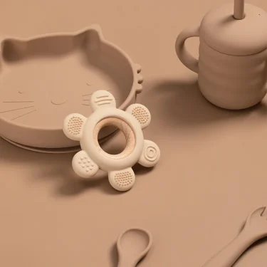 1PC Baby Silicone Teether Toy BPA Free Infant Wooden Ring Health Care Teething Chewing Toys Newborn Gifts For Baby Accessories 6