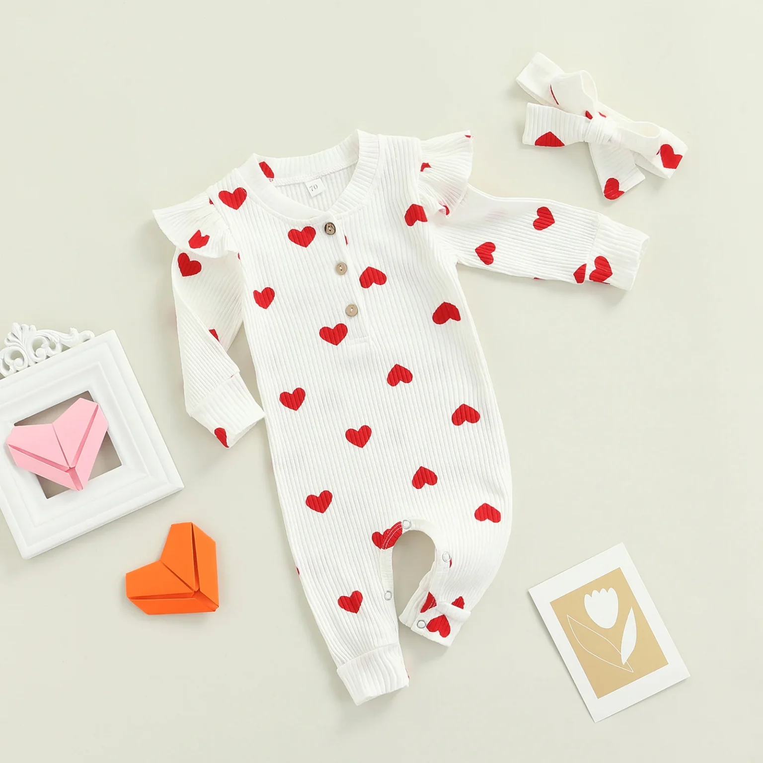 Ma&Baby 0-18M Valentine's Newborn Infant Baby Girl Jumpsuit Heart Print Rompers Long Sleeve Playsuit Clothing Autumn Spring D35 3