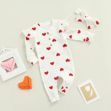 Ma&Baby 0-18M Valentine's Newborn Infant Baby Girl Jumpsuit Heart Print Rompers Long Sleeve Playsuit Clothing Autumn Spring D35 3