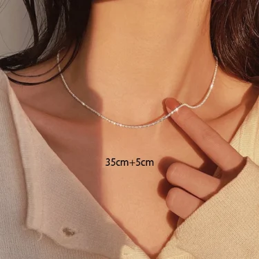 Silver Color Sparkling Necklace For Women Trendy Clavicle Chain Choker Girls Korean Wedding Party Jewelry Accessories 2