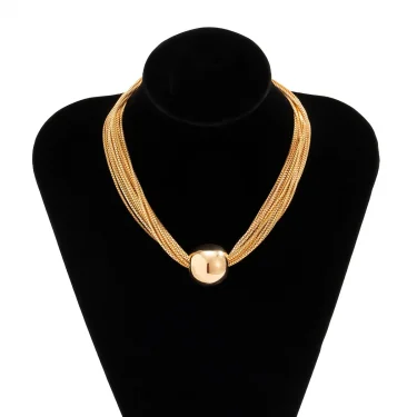 Punk Style Gold Color Metal Multilayer Box Chain Clavicle Necklace Ladies Hip Hop Round Necklaces Men Fashion Girls Jewelry 6