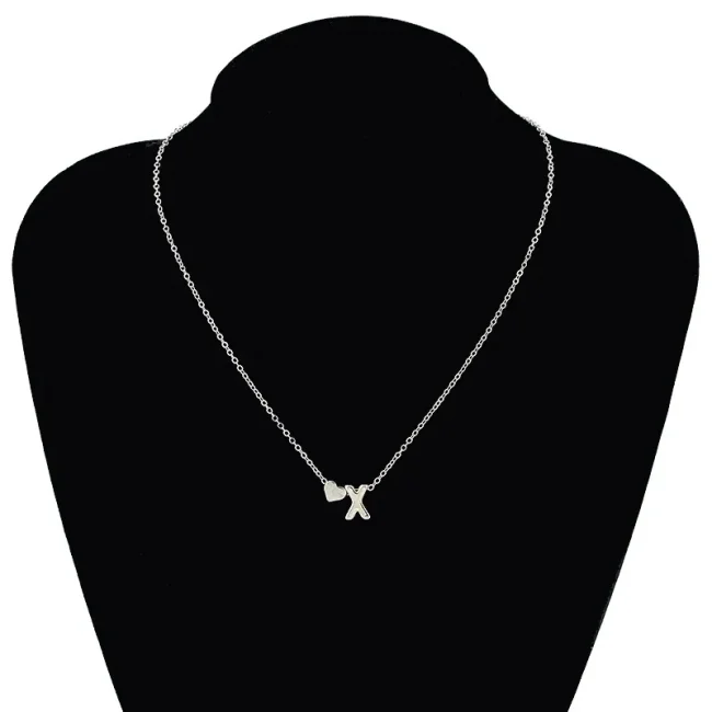Fashion Tiny Dainty Heart Initial Necklace Letter Name Jewelry For Women Accessories Girlfriend Gift 3