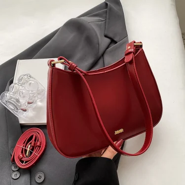 Wine Red Shoulder Bags for Women's New Texture Leather Crossbody Bag Luxury Designer Wedding Bride Handbags Vintage Satchel 3