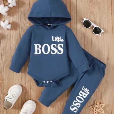Winter Newborn Infant 0-24M Baby Boy Long Sleeves Cotton Hooded Letter Fashion Baby Hoodies Clothing 2