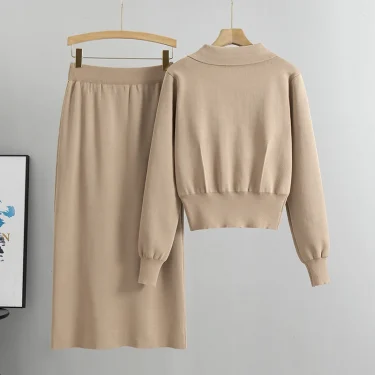 Elegant Office Sweaters Tops+slim High Waist Knitwear Skirts 2 Piece Sets Women New Streetwear Tracksuit Korean Fashion Spring 2
