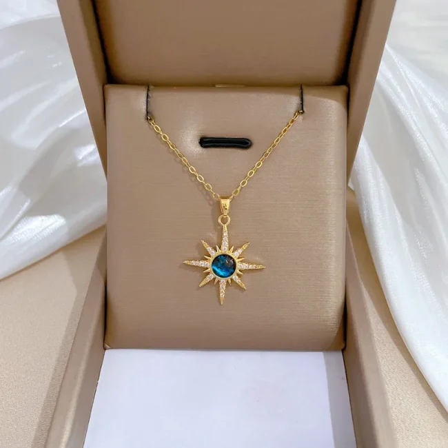 Exquisite and Fashionable Starburst Micro Jewelry Stainless Steel Necklace Classic Planet Gorgeous Versatile Clavicle Chain 5