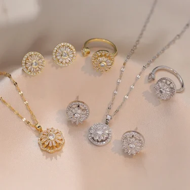 Double-layer RotatableNecklaces For Women Chain Choker Stainless Steel Jewelry Accessories 1