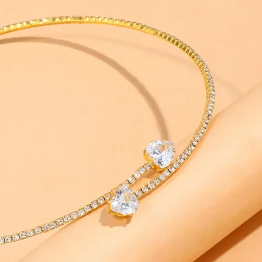 Fashion Rhinestone Heart Collar Choker Necklace For Women Simple Open Collar Golden Necklace For Women Choker Necklace Jewelry 5
