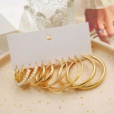 Bohemia Vintage Pearl Circle Hoop Earring Set for Women Free Shipping Heart Butterfly Drop Earring Zircon Ear Studs Jewelry 3