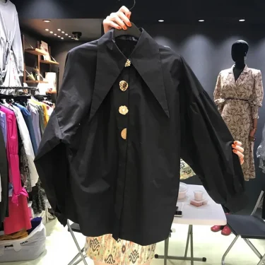 Spring Fashion Long Sleeve Shirt Pointed Collar Office Lady Blouse Office Women Shirts Turn Down Collar Loose Clothing 15630 5