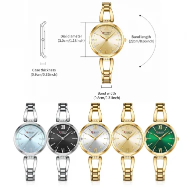 CURREN Luxury Hight Quality Quartz Watch Fashion Charming Rhinestones Stainless Steel Band Women's Wristwatches 4