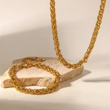 EILIECK 316L Stainless Steel Chains Neckalces Bracelet Jewelry Set For Women Gold Color Metal 18 K Plated Collar Bijoux Gift 5