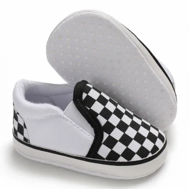 Fashionable baby shoes spring and autumn checkered casual canvas shoes comfortable and non slip for boys and toddlers 3