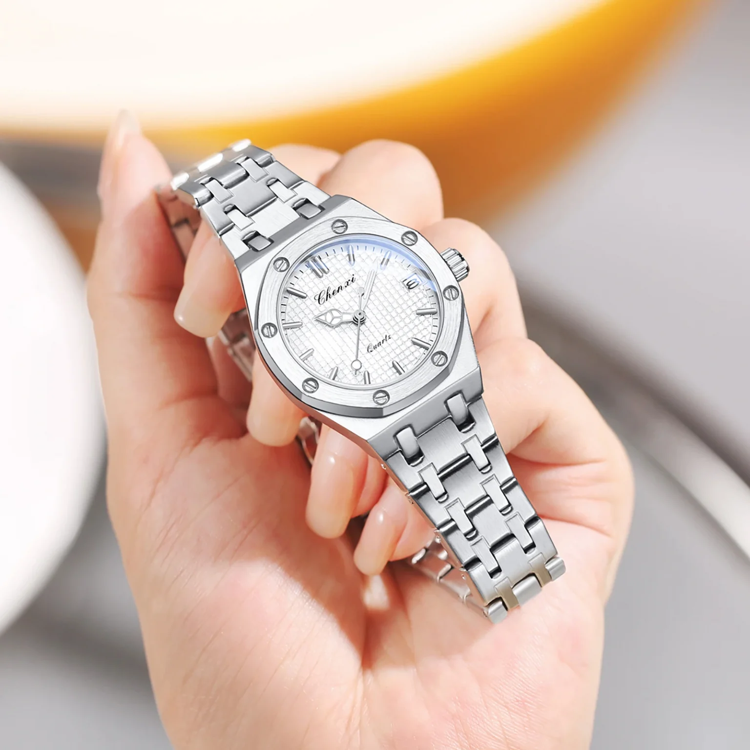 Women's Stainless Steel Watch Original Quartz Watches For Women Fashion High Quality Waterproof Luminous Date Ladies Wristwatch 4