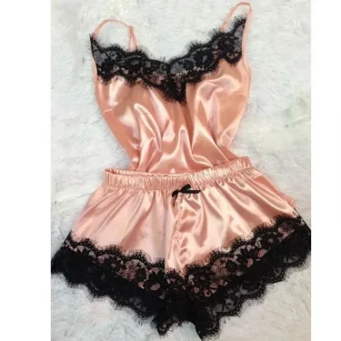 Sexy Women Lace Sleepwear Plus Size Lace Comfortable Lingerie Nightgown Sleeveless Nighty Sets Pants Sexy Nightwear 3