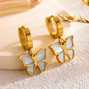 316L Stainless Steel Natural Seashells Butterfly Pendant Charms Chain Necklace Bracelet Earring Fashion High Jewelry Party Gifts 5