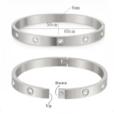 2pcs/set Luxury Love Dangles Bracelets for Women Teen Girls Cubic Zirconia Cuff Bangle Friendship Jewelry Witness Gift of Love 6